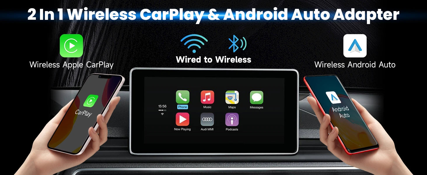 Actualización 2025: adaptador inalámbrico CarPlay, enchufe y enchufe, conexión automática, sin retraso, convierte cable a inalámbrico, Compatible con iPhone y Android
