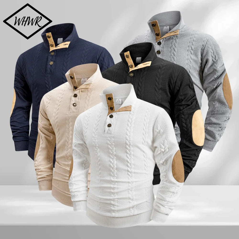 Suéter Tejido Jacquard Hombre Cuello Alto con Botones