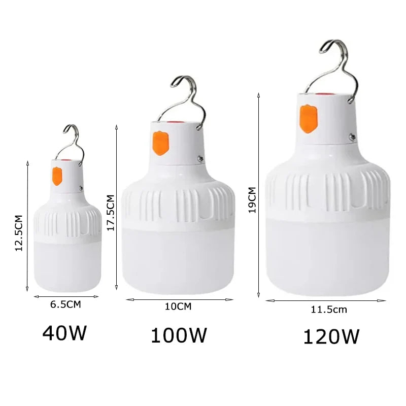Luz LED Recargable para Camping con Gancho
