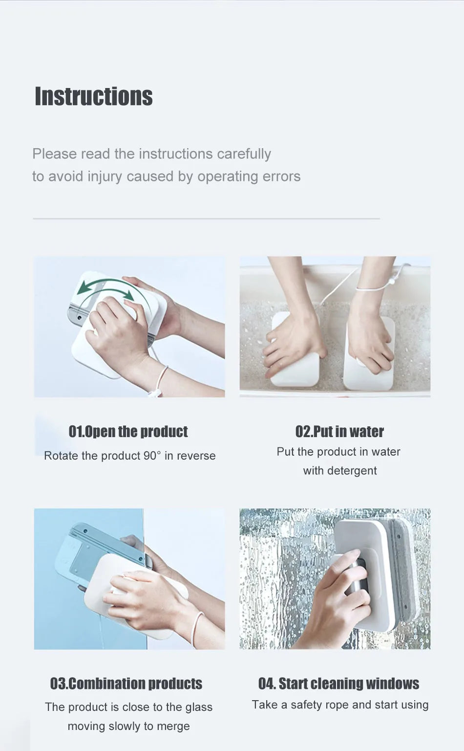 NUEVO Cepillo Magnético Limpiador de Ventanas de Doble Cara con Descarga Automática de Agua, Limpiacristales, Herramientas de Limpieza para el Hogar