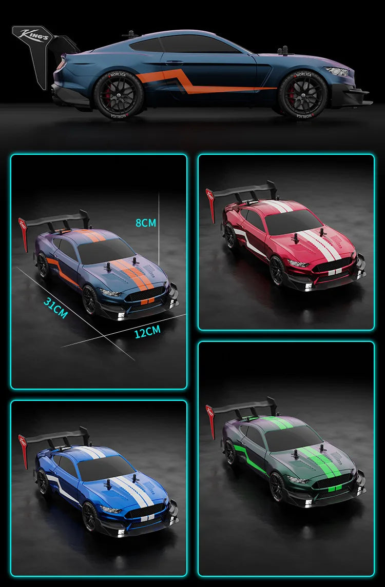 Auto RC Drift Mustang 2.4GHz 4WD Escala 1:14 Alta Velocidad