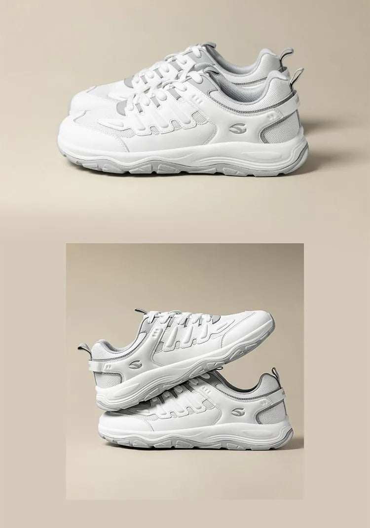 HOBIBEAR Zapatos para caminar unisex con punta ancha, zapatillas deportivas con cordones, para viajes al aire libre, de cuero artificial y malla, para correr