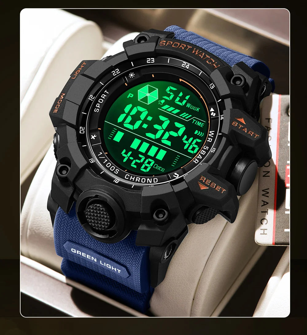 Reloj Digital LED Deportivo SANDA para Hombre, Estilo Militar, Resistente al Agua