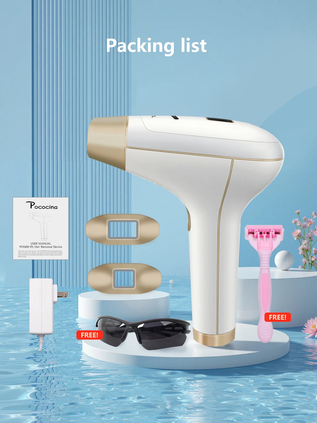 Dispositivo de depilación láser IPL profesional, 3 ventanas iluminadas, refrigeración, indoloro, permanente, recortador de Bikinis para todo el cuerpo, depiladora IPL