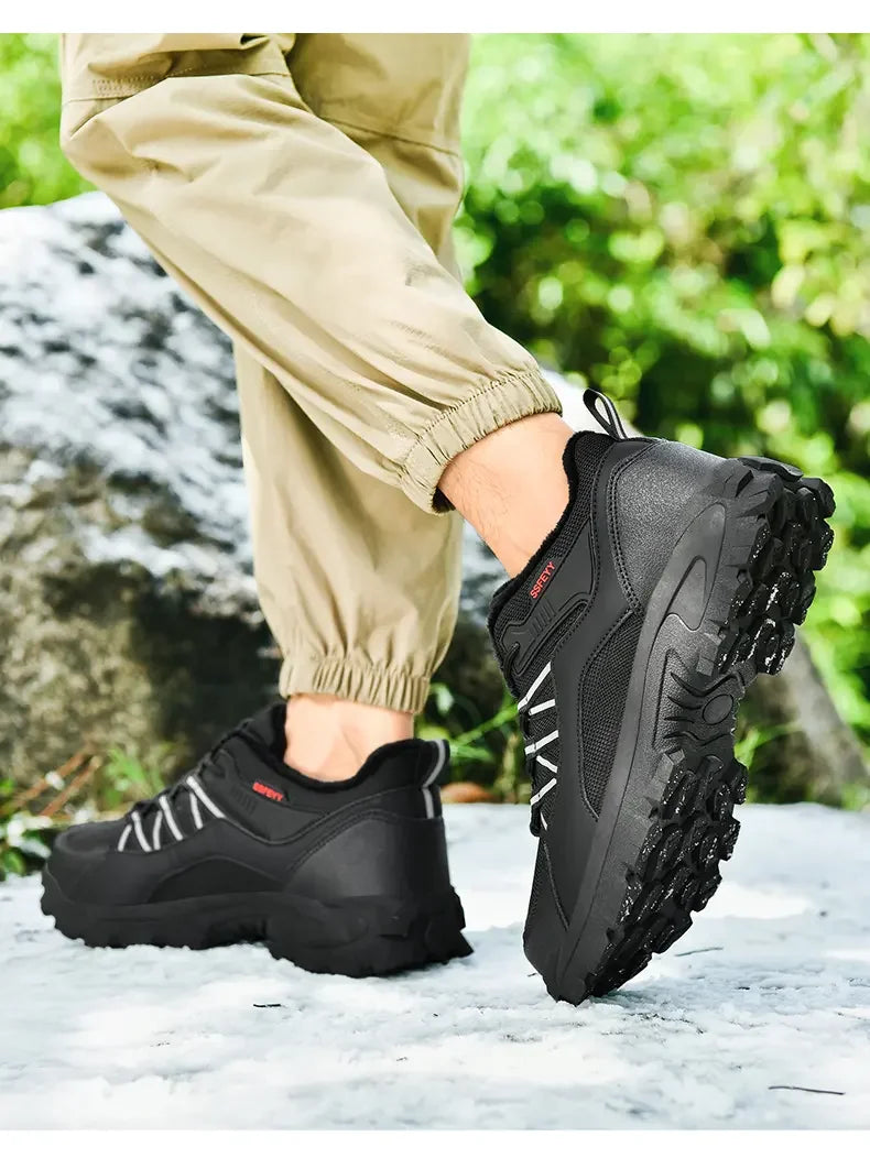 Botas de senderismo para hombre con forro polar, suela gruesa antideslizante