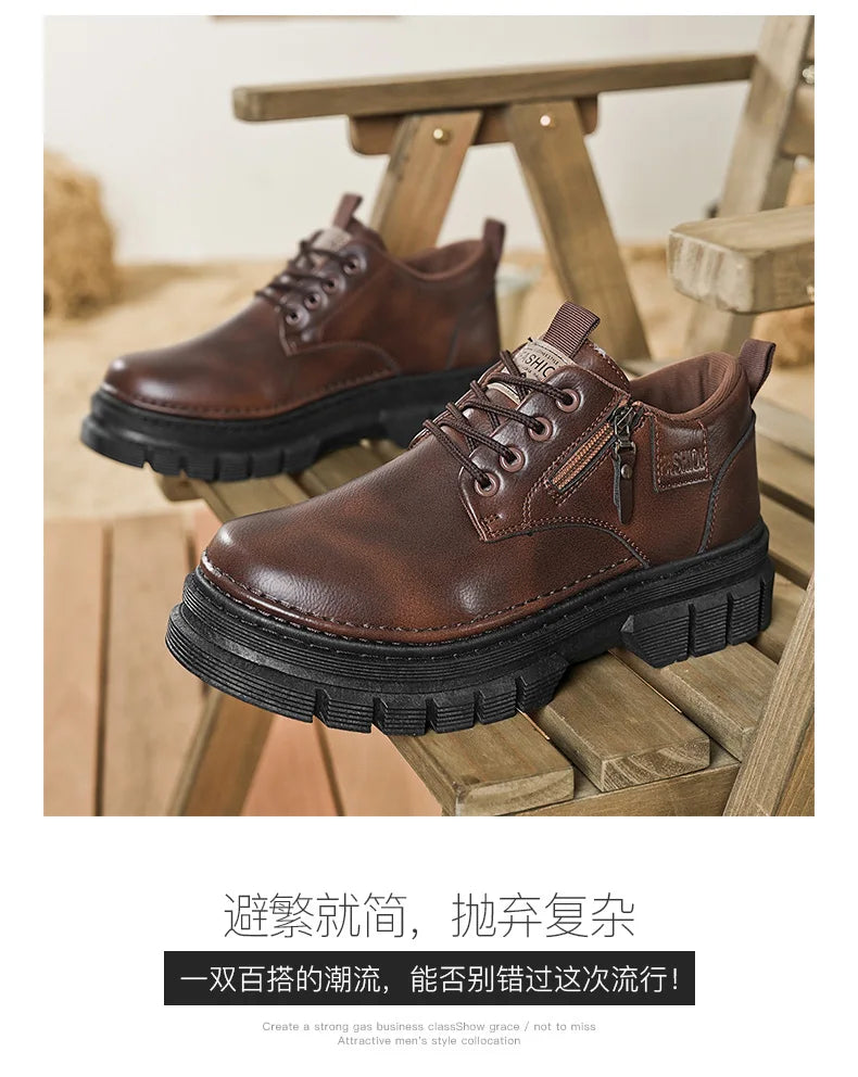 Zapatos informales para hombre, calzado cómodo para trabajo hecho a mano en las cuatro estaciones, zapatos de trabajo al aire libre, moda Joker, zapatos de marea juvenil, zapatos de cuero para fiesta de negocios