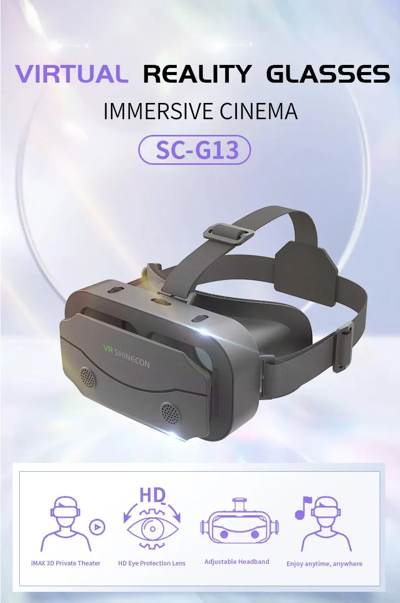 Shinecon-auriculares 3D de realidad Virtual, gafas VR, dispositivos, lentes Viar, gafas para teléfono inteligente, teléfono móvil, juegos inteligentes