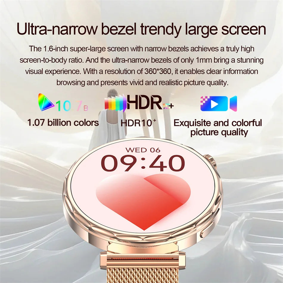 Reloj Inteligente Mujer AMOLED Bluetooth IP68