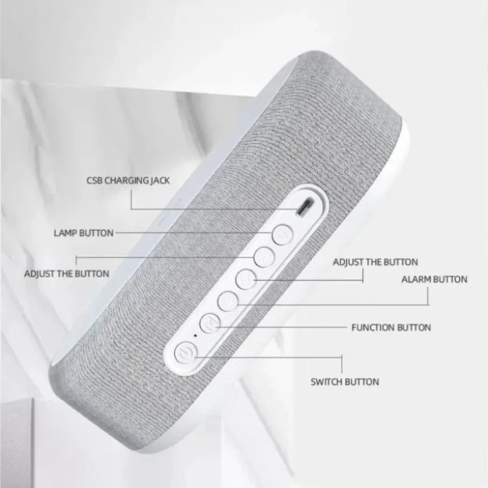Base de Carga Inalámbrica con Alarma, Lámpara de Noche, Reloj de Escritorio y Termómetro para iPhone 17, 16, 15, 14, 13, con Carga Rápida