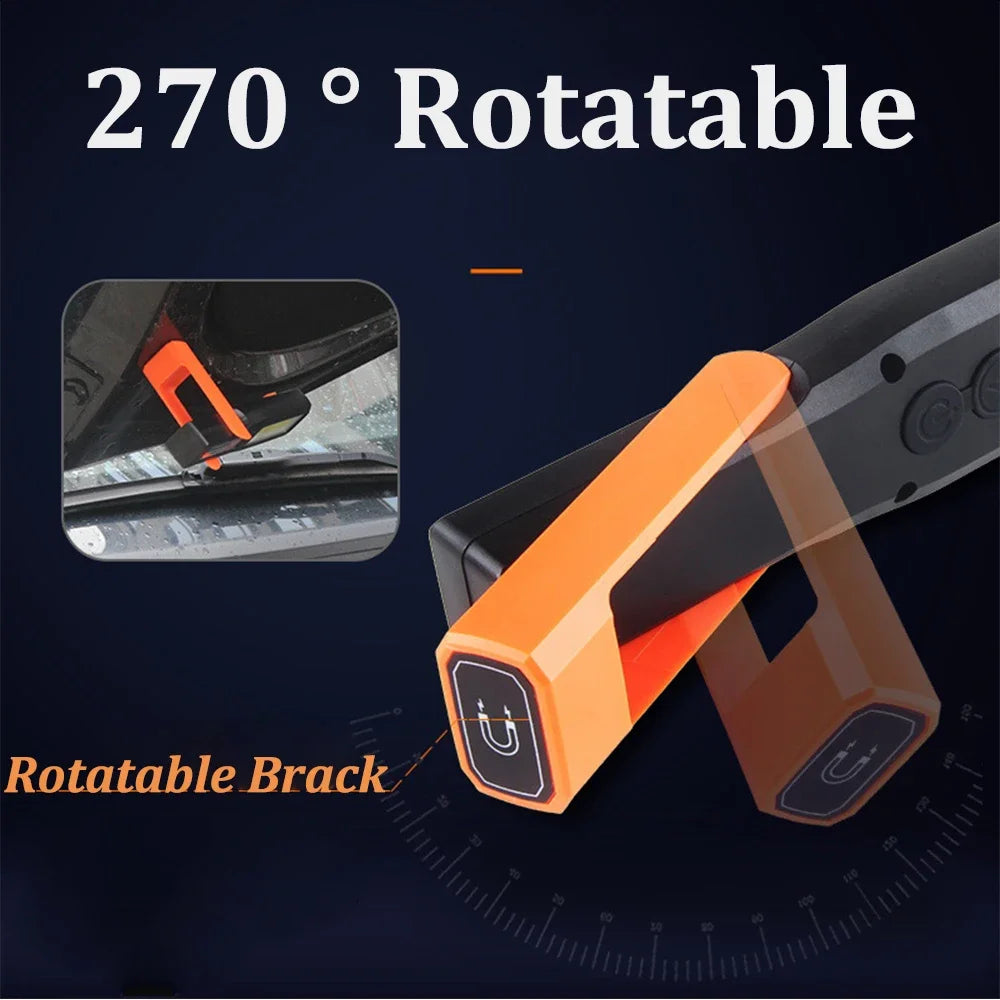 Linterna LED COB Recargable USB con Imán para Taller y Garaje