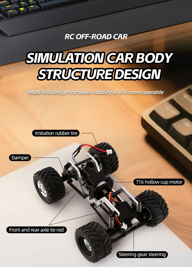 Coche Teledirigido Mini Crawler RC 4WD 1/36 con Luces