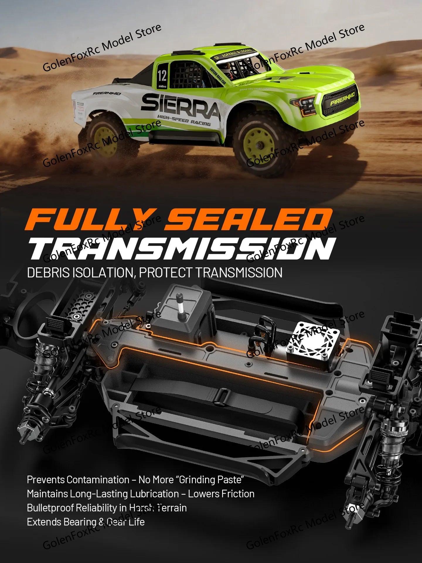Camioneta RC 1/12 4WD sin Escobillas, Ultra Rápida, Todoterreno para Desierto