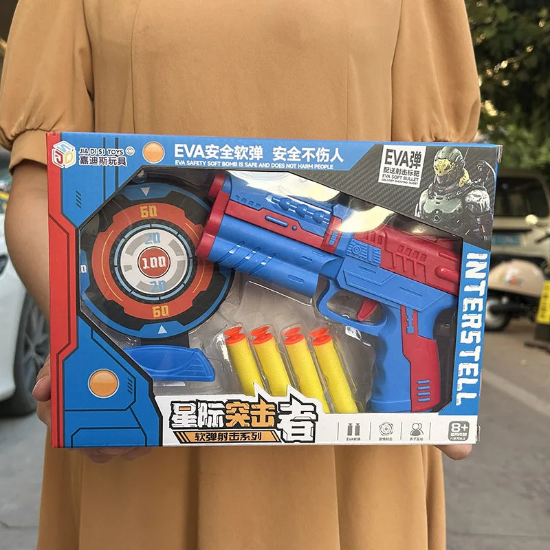 Juego de Pistolas de Juguete con Balas de Espuma Seguras, Divertido Juego de Disparos en Interiores y Exteriores, Pistola de Juguete Interactiva para Practicar Tiro al Blanco, Regalo