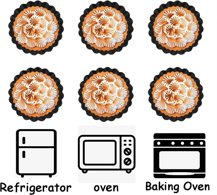 LMETJMA Mini moldes para tarta, moldes para tarta de huevo de 8cm con fondo extraíble, molde para tarta pequeña antiadherente, latas para magdalenas estriadas, sartén para tarta JT221