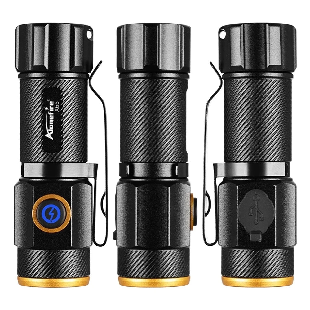 Linterna LED Recargable USB de Alto Brillo para Exteriores