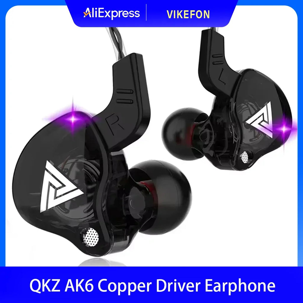 Auriculares intrauditivos originales QKZ AK6, auriculares con 6 unidades de controlador dinámico y micrófono, auriculares estéreo deportivos HIFI con subwoofer, auriculares de monitorización