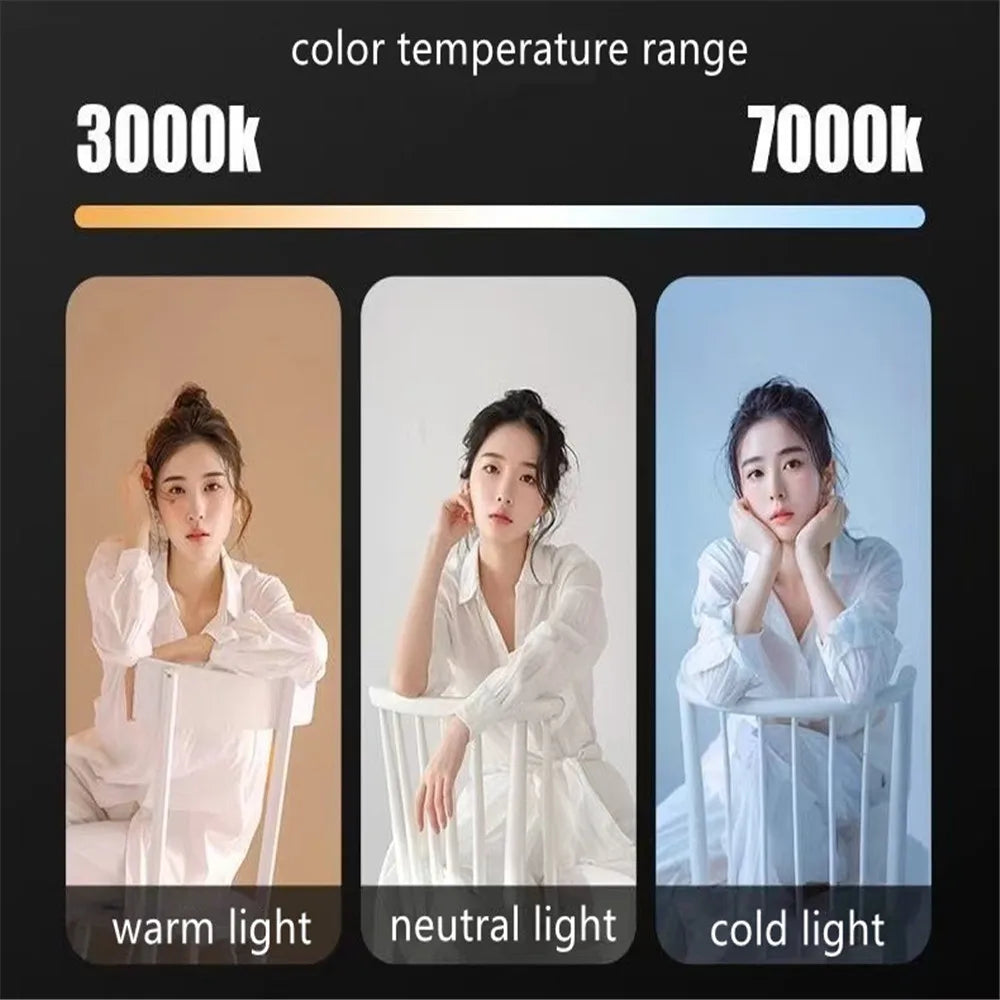 Luz de Belleza de 40W con Ventilador, Luz Superior para Cámara, Luz de Relleno Portátil de Mano, Luz LED para Selfies y Fotografía al Aire Libre