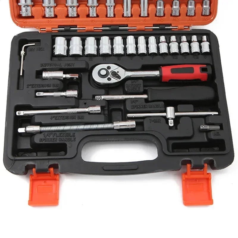 Juego de caja de herramientas para motocicleta, llave de trinquete rápida, 150/46 Uds., broca de grupo, caja de herramientas de grado Industrial, herramientas de reparación de automóviles, mantenimiento de automóviles