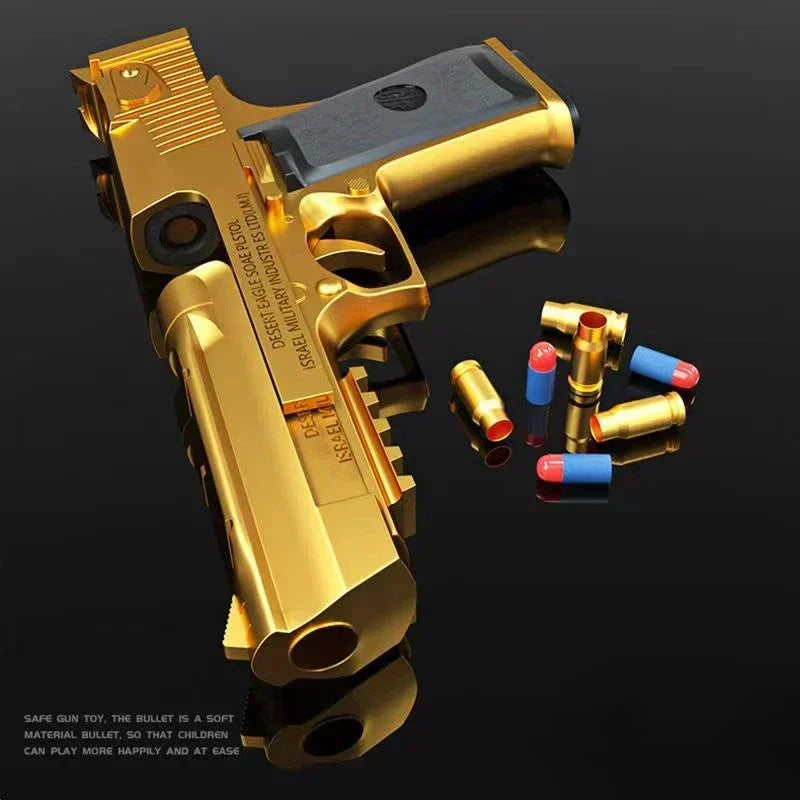 Pistola de Juguete Desert Eagle con Expulsión de Cartuchos, Pistola de Airsoft con Balas de Espuma Suave, Juguete de Combate al Aire Libre para Juegos de Disparos, Regalo de Cumpleaños o Halloween