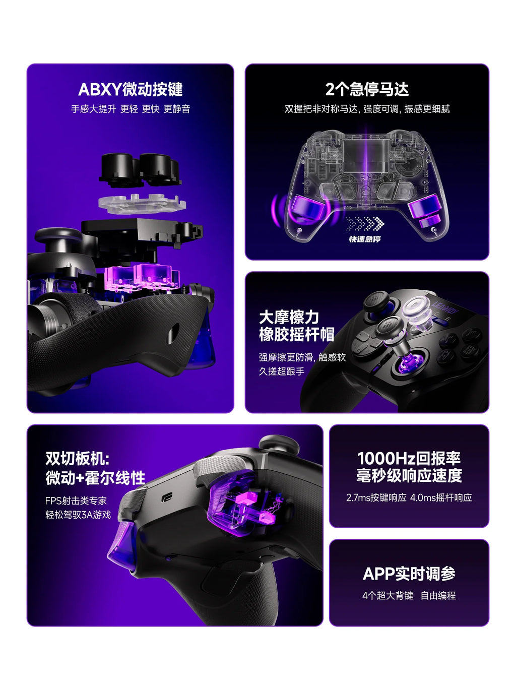 Control Inalámbrico para Juegos LeadJoy XENO Plus, Control de Movimiento FPS, Giroscopio, Joystick TMR, Compatible con PC, Switch2, Steam Deck, iOS, Android, Apex