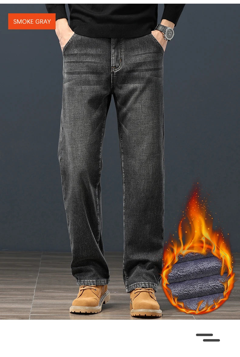 Pantalones Vaqueros de Invierno para Hombre, Terciopelo, Talla Grande 42-44