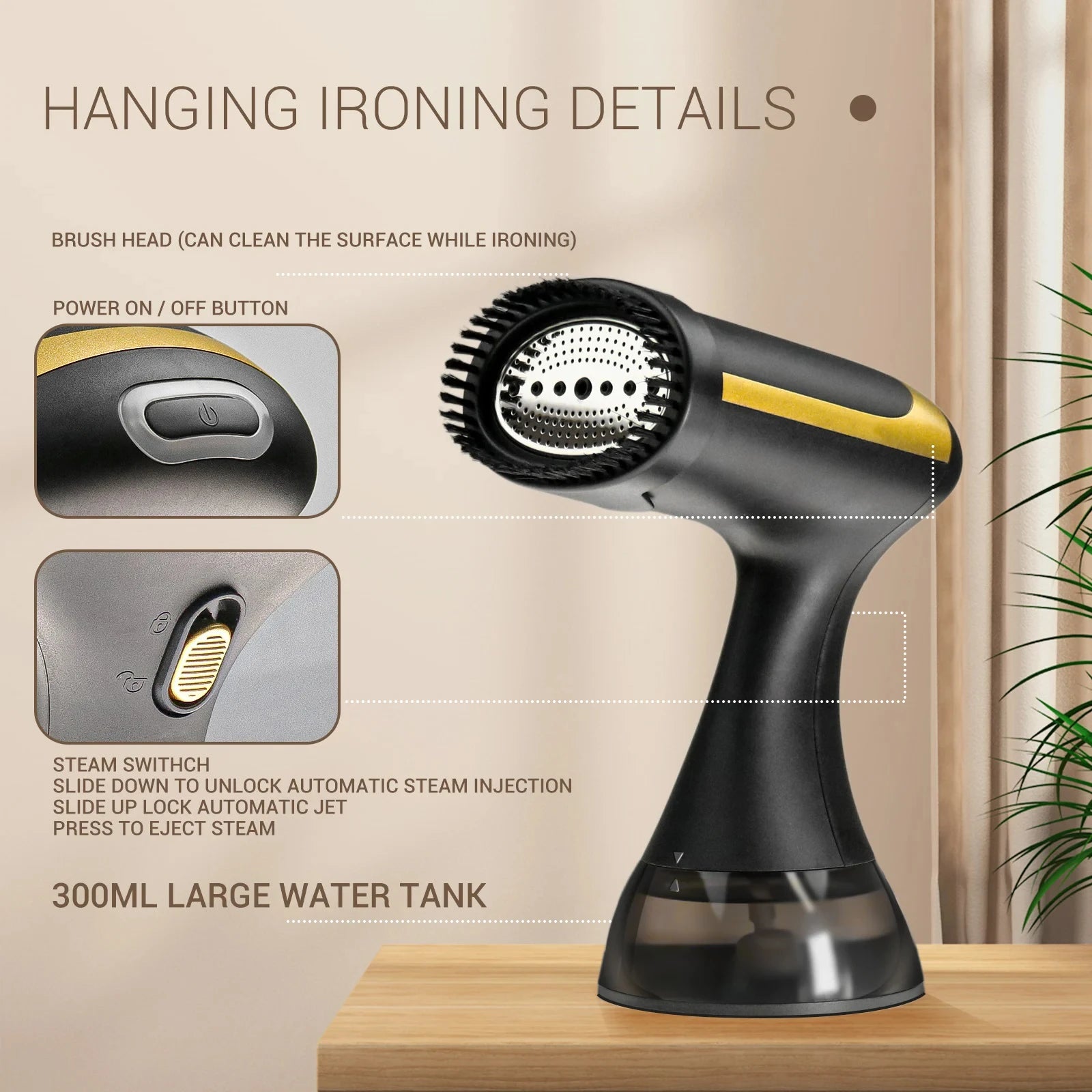 Máquina de planchar colgante portátil de 1500W, máquina de planchar manual, plancha de vapor para el hogar, plancha de vapor húmeda para ropa
