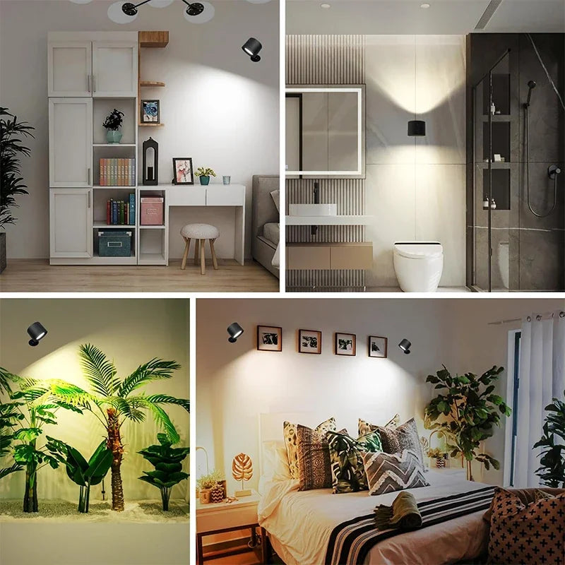 Lámpara Led de pared de doble cabezal con Control remoto táctil, luz nocturna portátil inalámbrica con recarga USB giratoria 360 para lectura de dormitorio