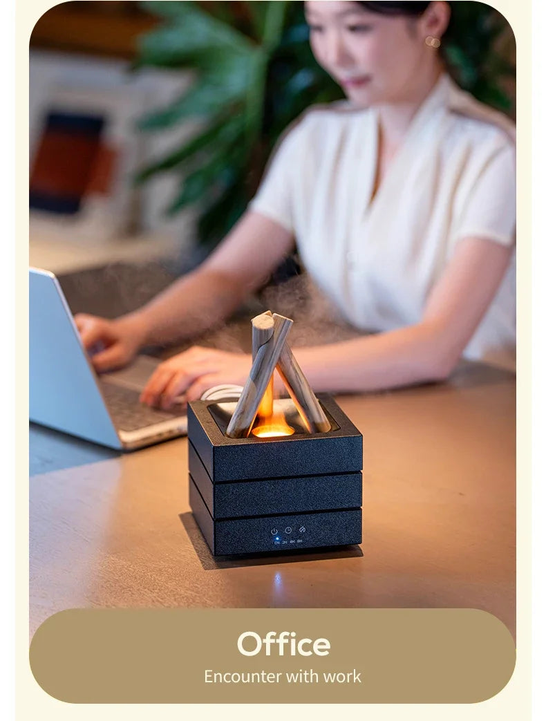 Difusor de Aroma de llama de 280ml, humidificador de aire USB, luz de ambiente colorida y Control remoto, difusor de Aroma de aceite esencial de hoguera