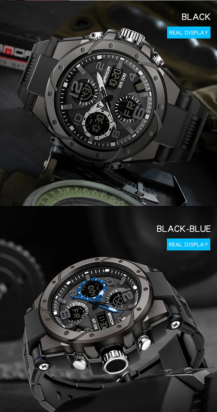 Reloj Militar SANDA Digital LED Doble Pantalla para Hombre