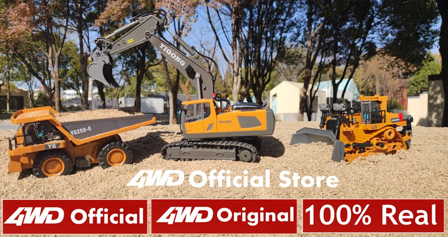Excavadora, Volquete y Bulldozer RC 4x4 de Aleación, Vehículos de Construcción