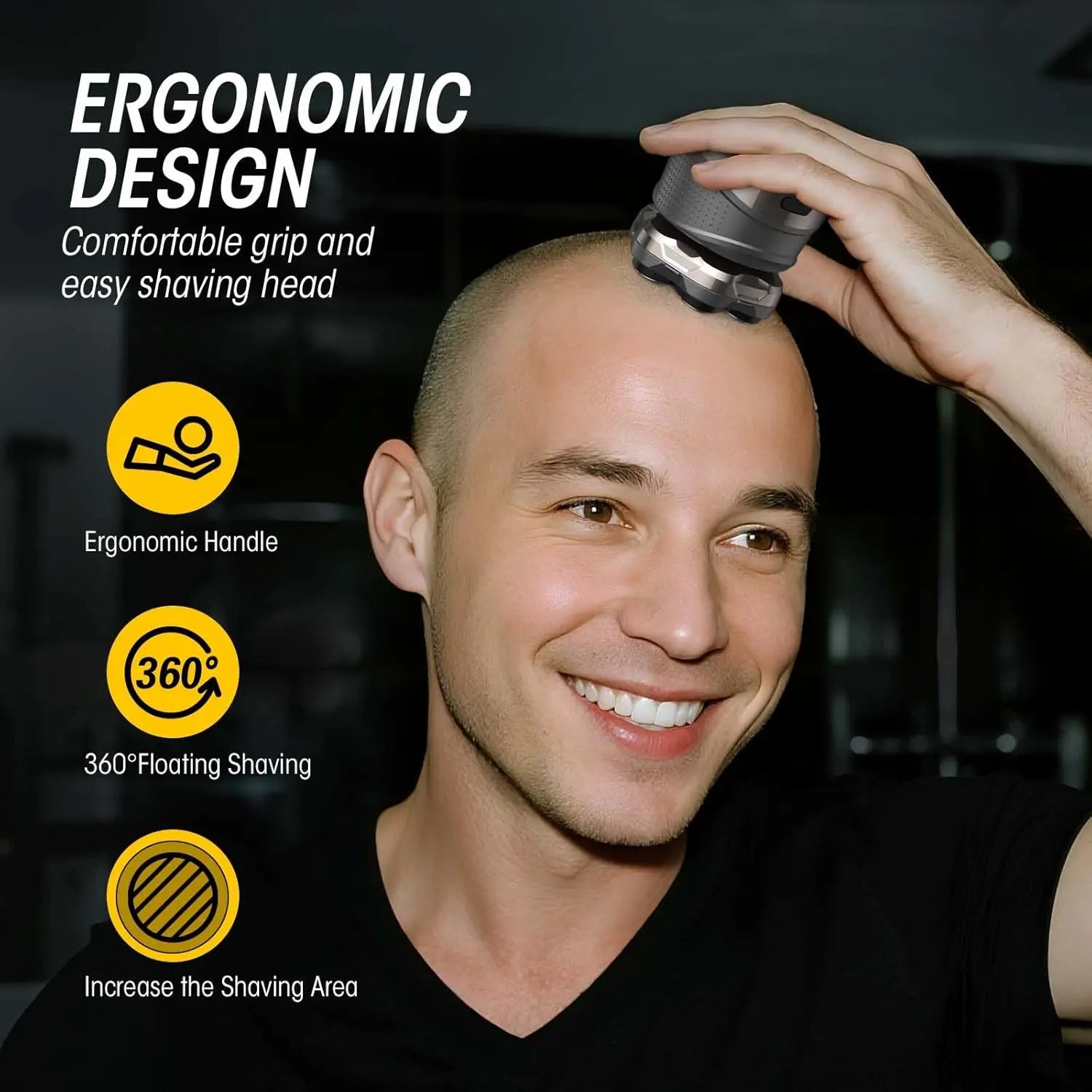 Afeitadora 7D para Cabeza Calva, para Hombres, con Cabezales Magnéticos Flotantes, Recargable, Impermeable, para Cuero Cabelludo, Cara, Barba y Cuerpo