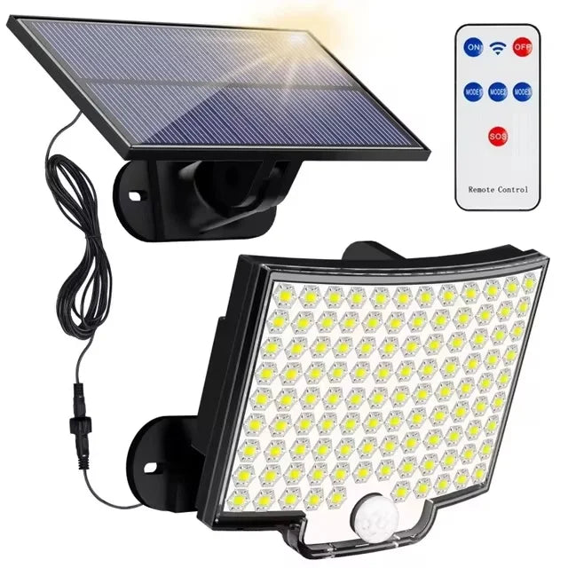 Lámpara Solar Dividida 106 LED con Sensor de Movimiento, 3 Modos IP65