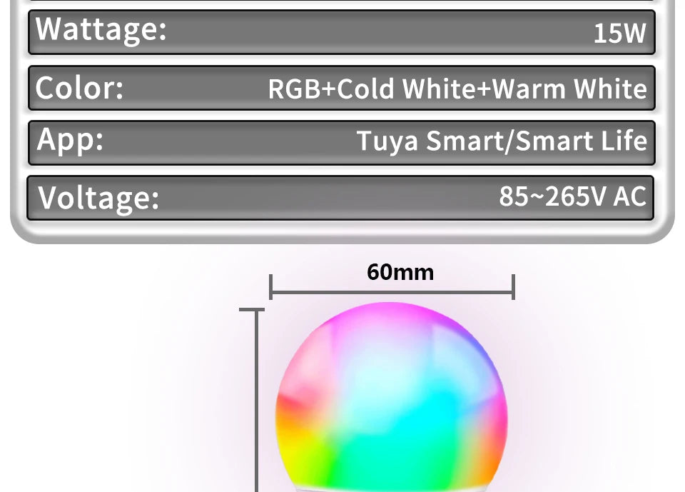Bombilla LED Inteligente RGB Tuya con Control Bluetooth