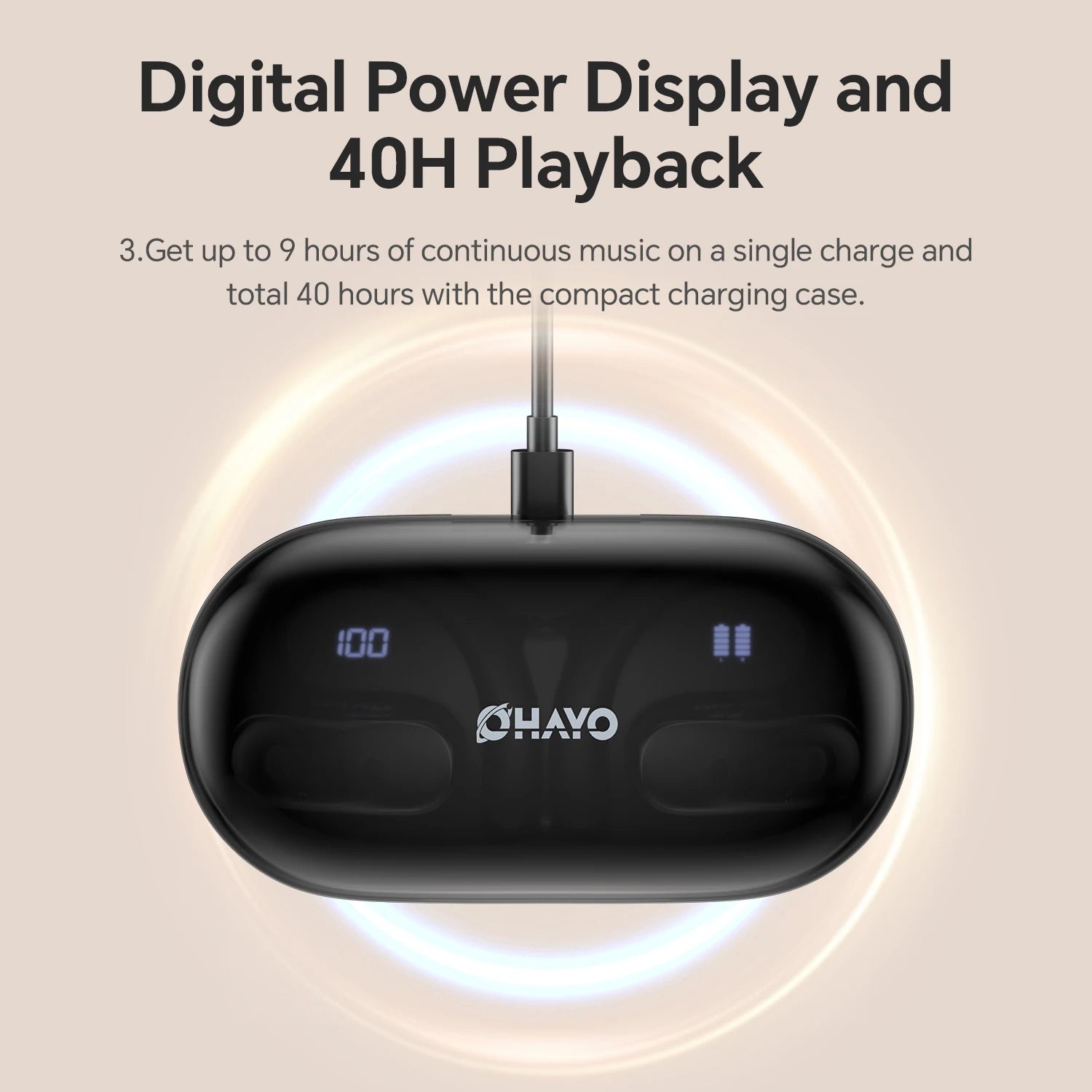 Auriculares OHAYO Open Ear, Bluetooth 5.4, Deportivos, Inalámbricos, 40 Horas de Reproducción, con Micrófono, Resistentes al Sudor IPX6