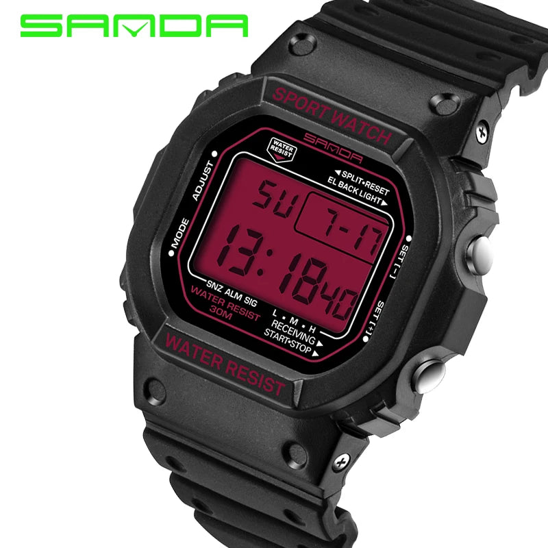 Reloj Digital Deportivo SANDA 329 para Hombre, LED, Resistente al Agua