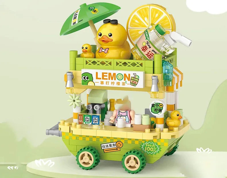 LOZ-8855 puesto en la carretera tienda de aperitivos tienda de postres tienda de helados micropartículas vista a la calle modelo bloques de construcción para niños