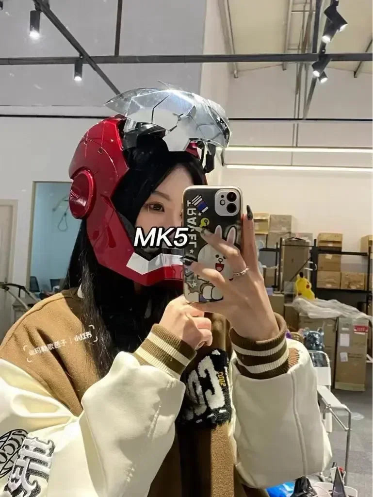 Casco de Iron Man de Marvel, Escala 1:1, MK50 MK5 MK17, con Control por Voz y Ojos Luminosos, Modelo Coleccionable para Adultos, Juguete de Navidad