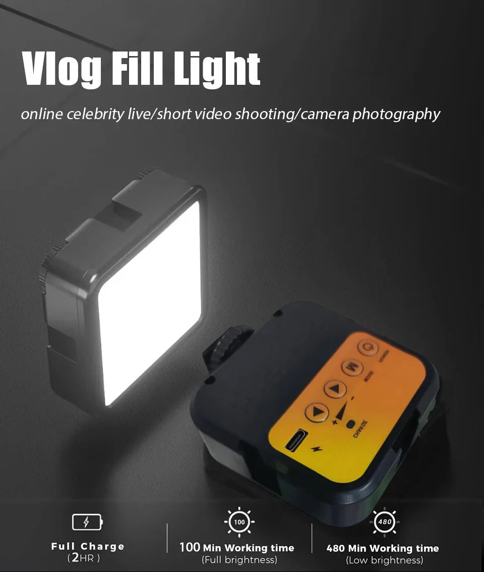 Luz LED con Clip para vídeo, fotografía portátil en cámara, iluminación bicolor de 3000K-7000K, zapata fría para cámara DSLR, videocámara Gopro Vlog