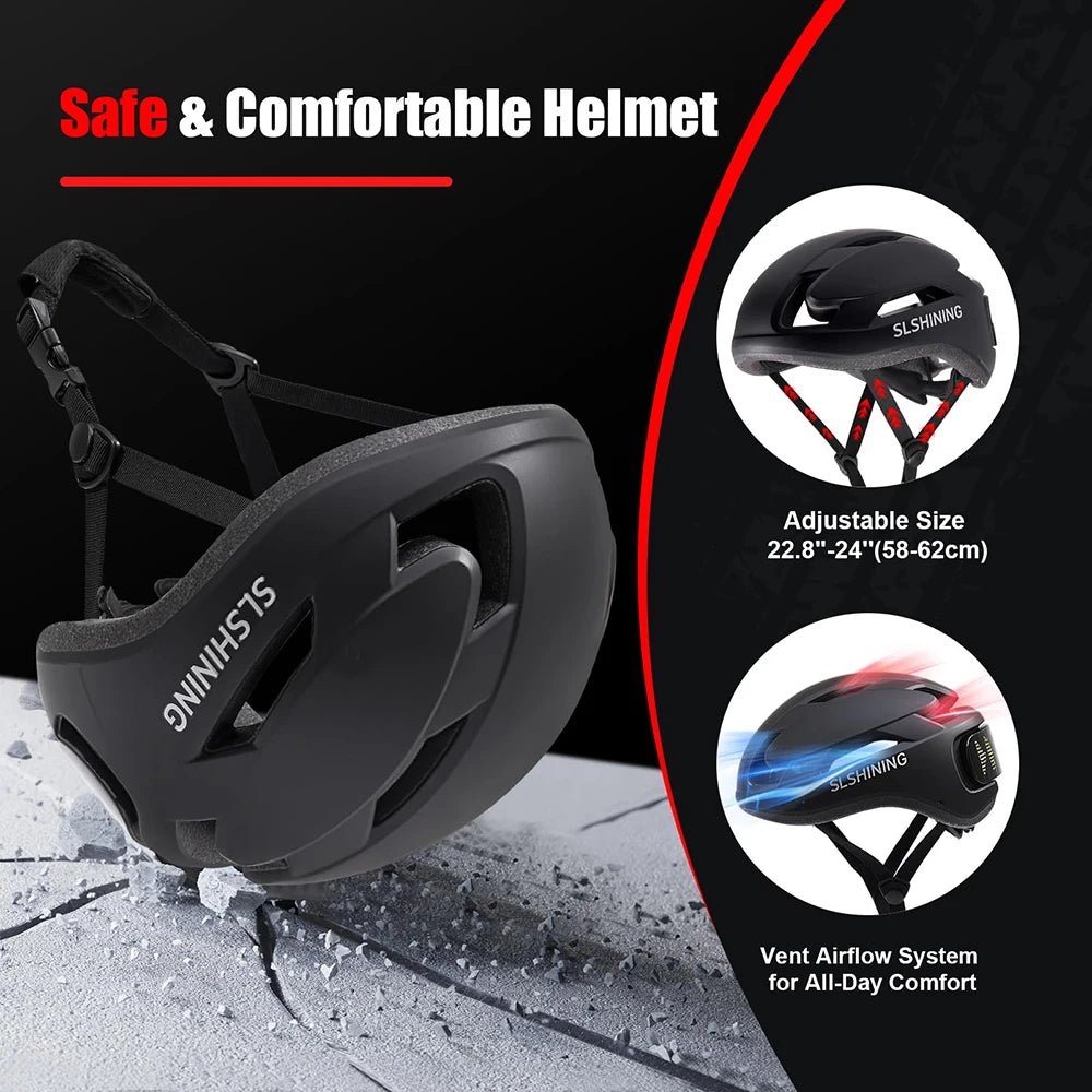 Casco de Bicicleta SLSHINING con Luz, Pantalla LED y Control por Aplicación, Casco con Pantalla LED Personalizable para Bicicleta, Scooter, Ciclismo y Patinaje