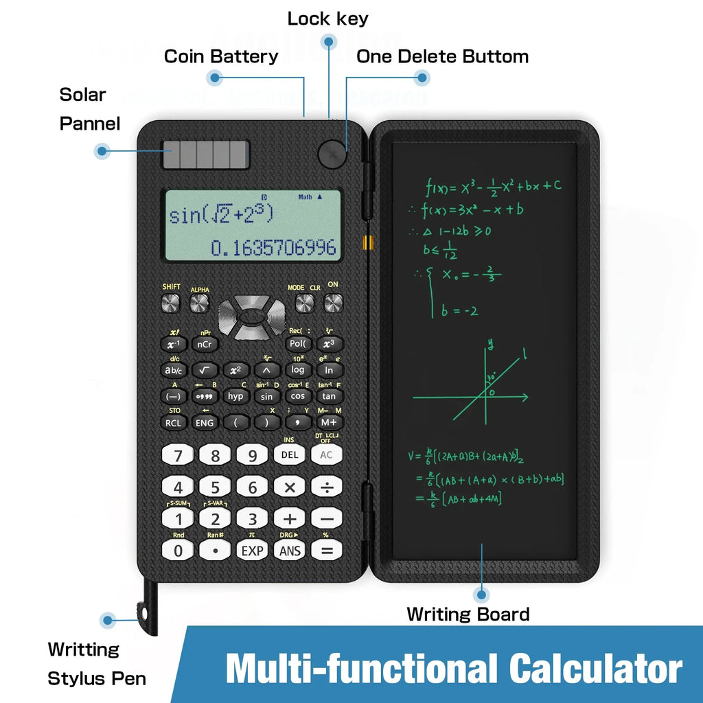 Mini calculadora científica con tableta de escritura, calculadoras, Bloc de notas, notas, electrónica de oficina, suministros escolares 991es Ms EX 82ms, nuevo