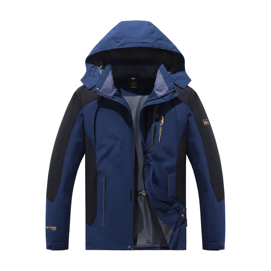 Chaqueta repelente al agua para hombre, para primavera y otoño, resistente al viento y al desgaste, con capucha desmontable, adecuada para actividades al aire libre como camping, pesca, montañismo y senderismo.