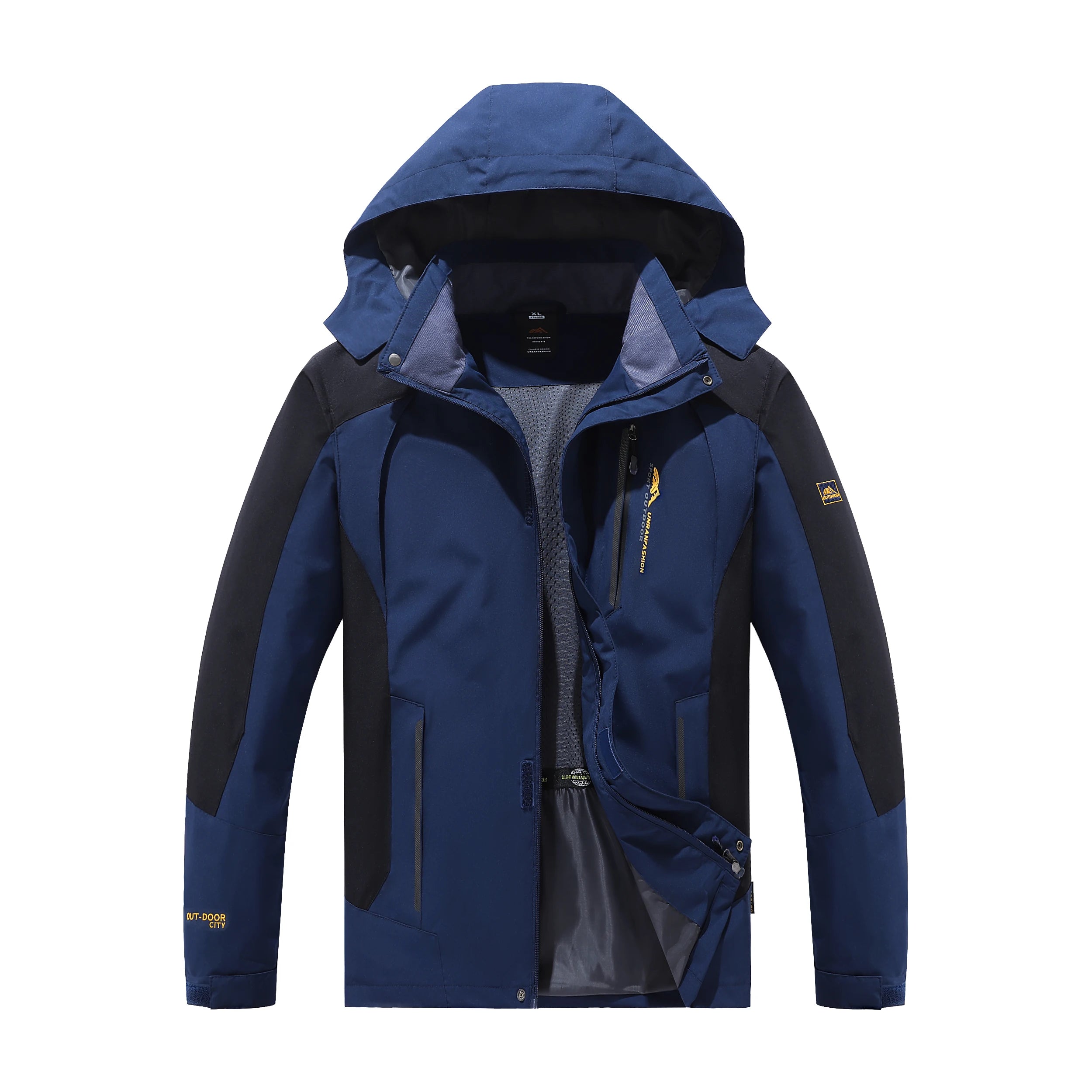 Chaqueta repelente al agua para hombre, para primavera y otoño, resistente al viento y al desgaste, con capucha desmontable, adecuada para actividades al aire libre como camping, pesca, montañismo y senderismo.
