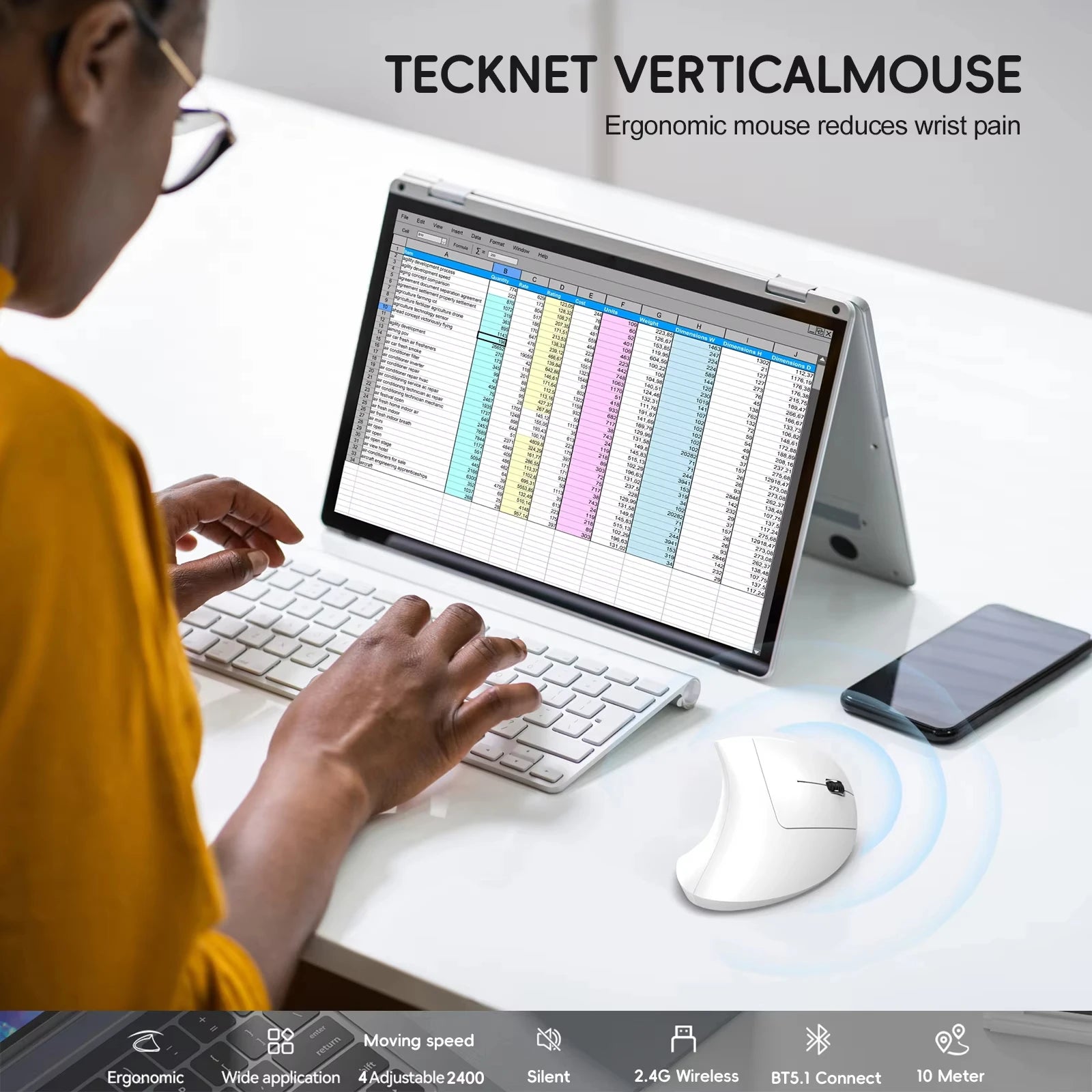 Ratón ergonómico Vertical para juegos, Kit de ratón inalámbrico recargable para jugadores, ratón óptico 2,4G, ordenador, PC, portátil, escritorio, USB