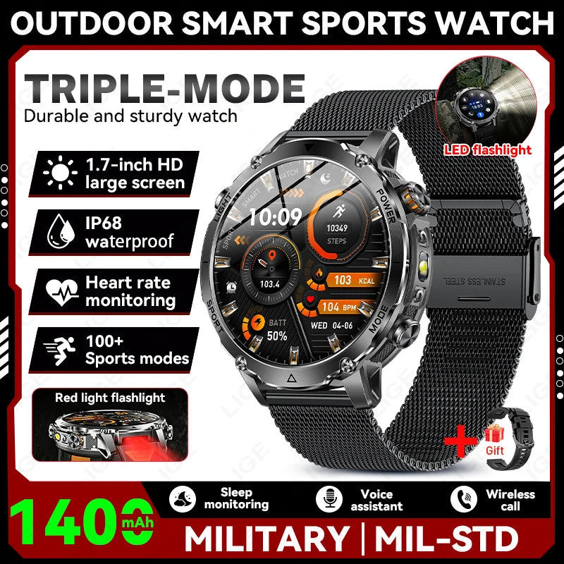 Reloj Inteligente Deportivo con Linterna LED IPX8