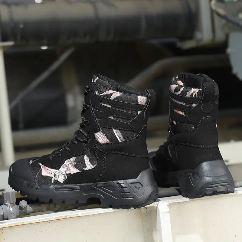 Botas tácticas de senderismo para hombre, caña alta, antideslizantes