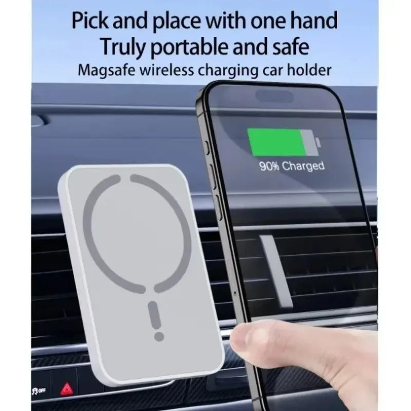 Cargador Inalámbrico Magnético para Coche, Soporte para Teléfono GPS con Ventilación, Compatible con Magsafe iPhone 17 16 15 14 13 12 Pro Max, Carga Rápida