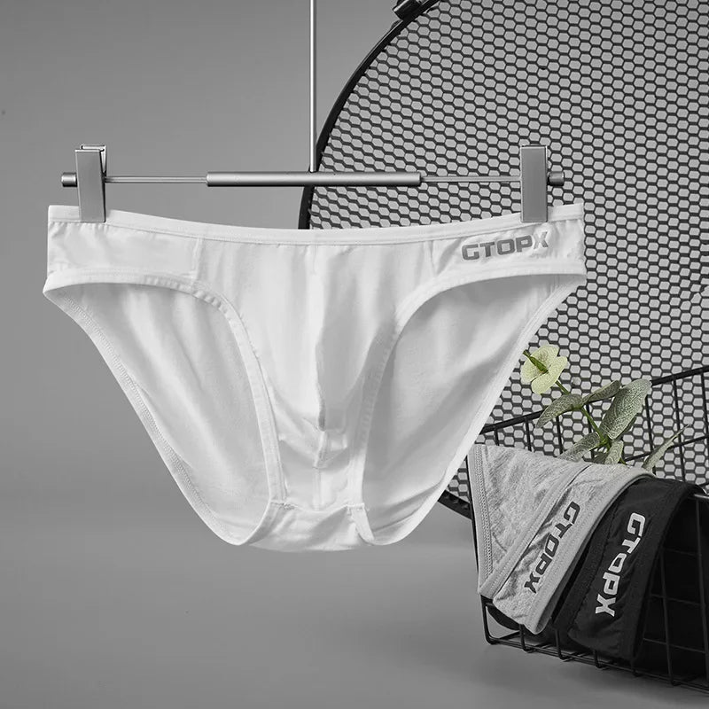 Paquete de 3 calzoncillos para hombre, calzoncillos de cintura baja, bolsa convexa en U, Bikini Sexy cómodo que absorbe la humedad para hombre