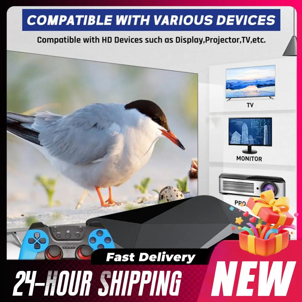 (UE) nueva consola de juegos Retro X2 PRO 64/128/256GB 4K TV Box integrada más de 65000 juegos con 2 Gamepads controladores inalámbricos Arcade