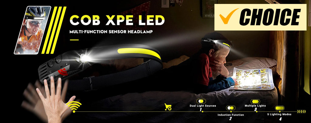 Linterna Frontal Recargable USB 5 LED para Pesca y Camping