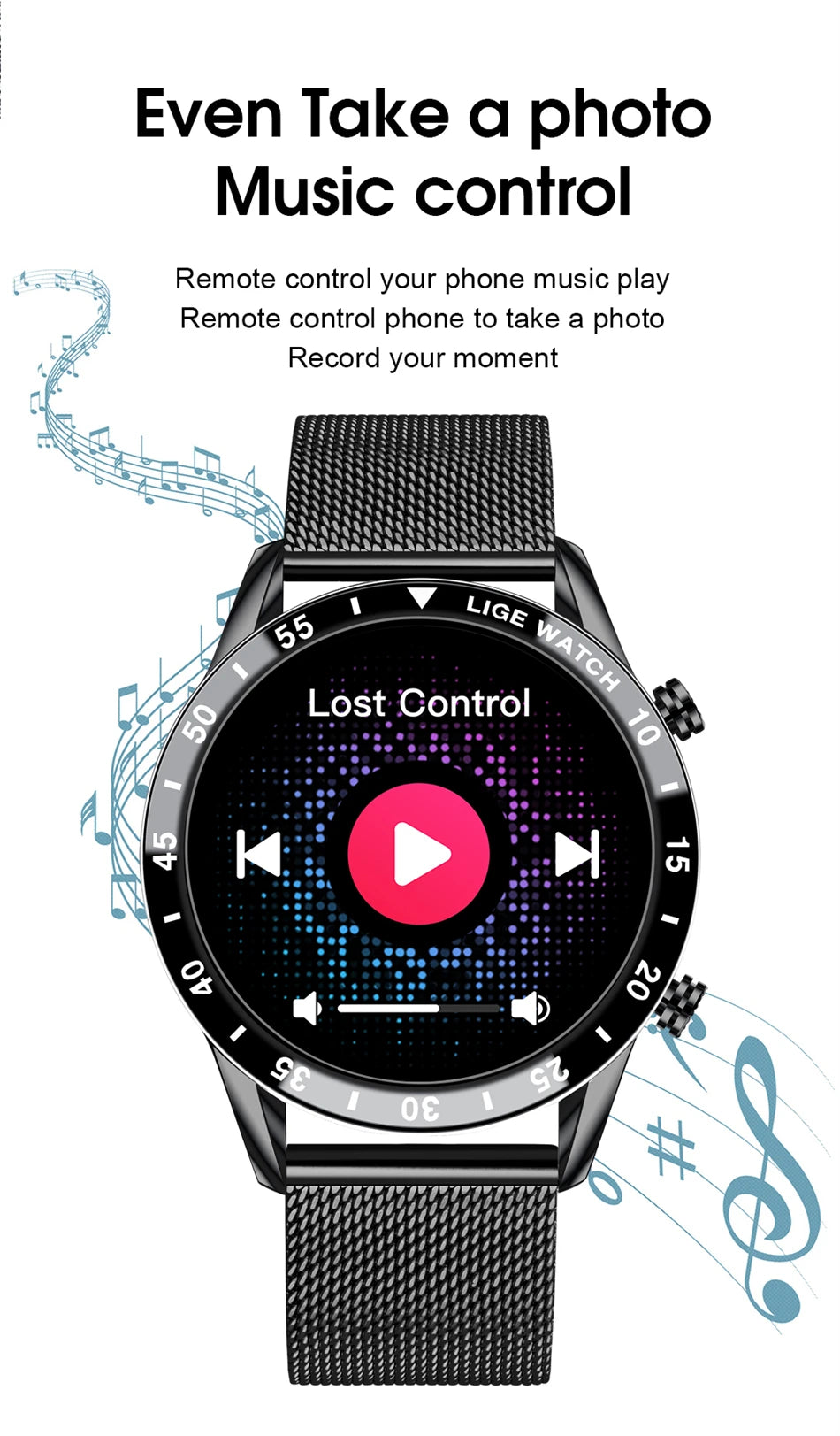 Smartwatch LIGE de lujo para hombre con llamadas Bluetooth y monitor de salud
